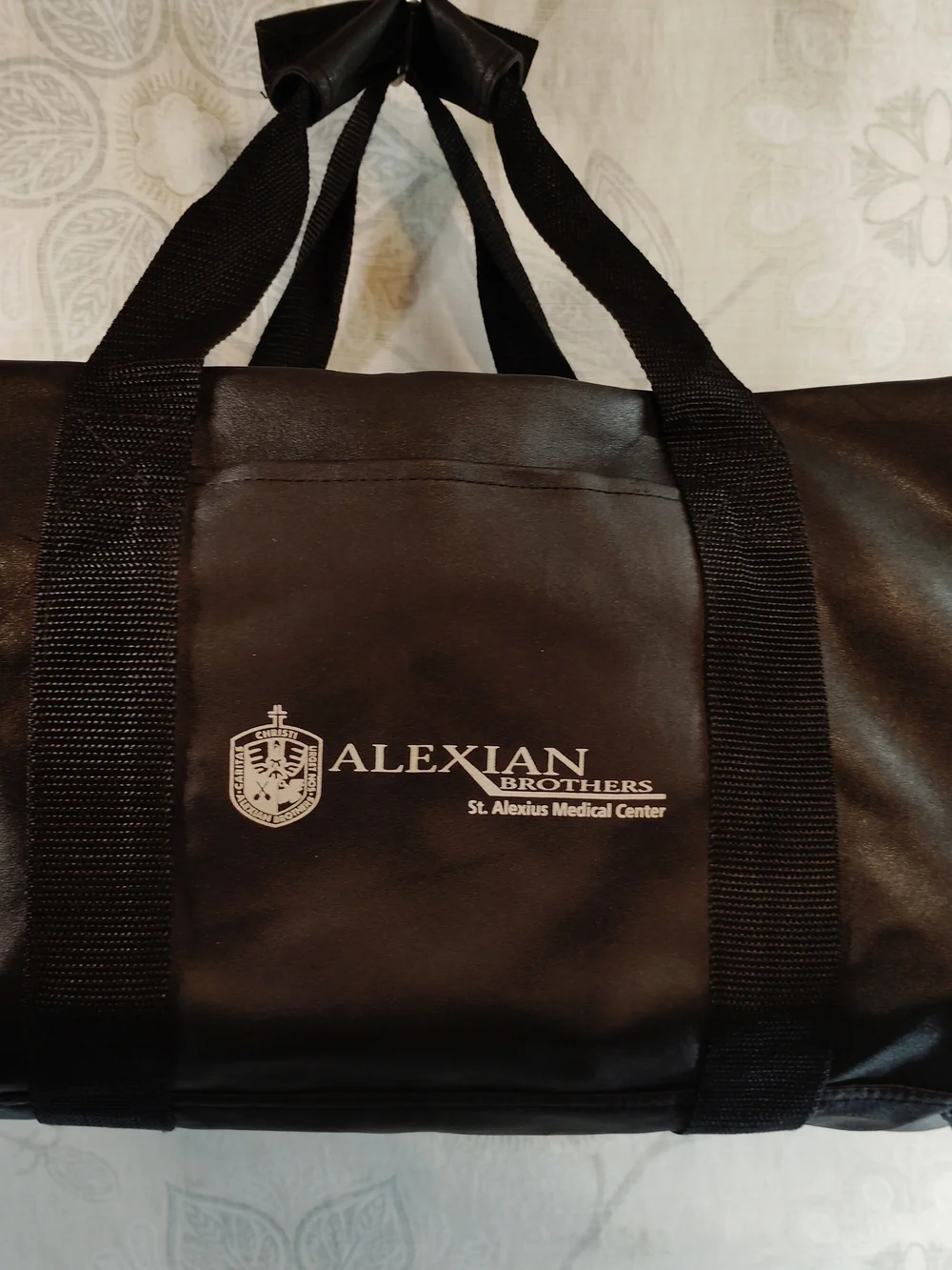 Alexian Brothers  Faux Leather Black  Duffel Bag W/ Shoulder Strap